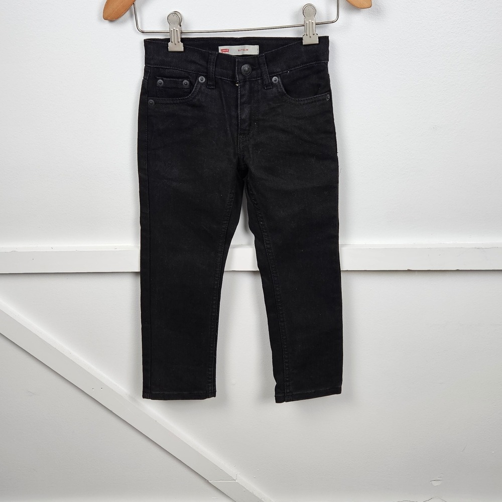 Levis 511 Slim Fit Kids Black Stretch Denim Jeans Adjustable Waist‎ Size 5